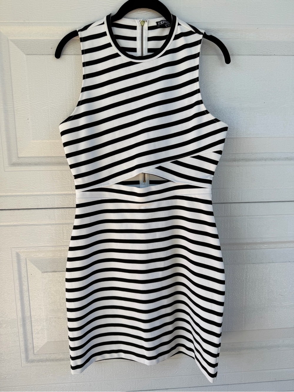 Express Striped Cutout Bodycon Dress - Black & White